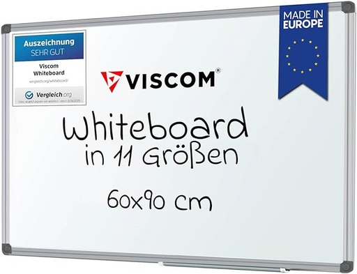 [B09498C6DP] VISCOM Magnetic Whiteboard - 60 x 90 cm - Magnetic Board in 11 Sizes - Magnetic Board, Scratch-Resistant & Writeable - with Aluminium Frame - for Portrait and Landscape