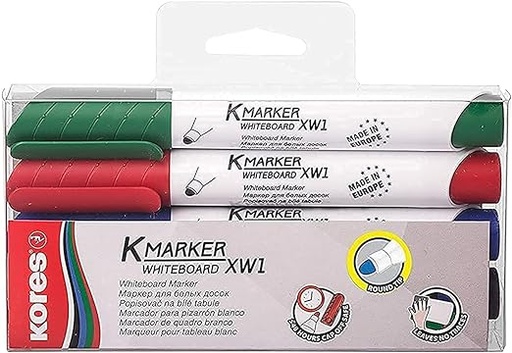 [B00JTMUX9S] Kores k-marker whiteboard set 4 colors - round tip model 22084 (1 piece)